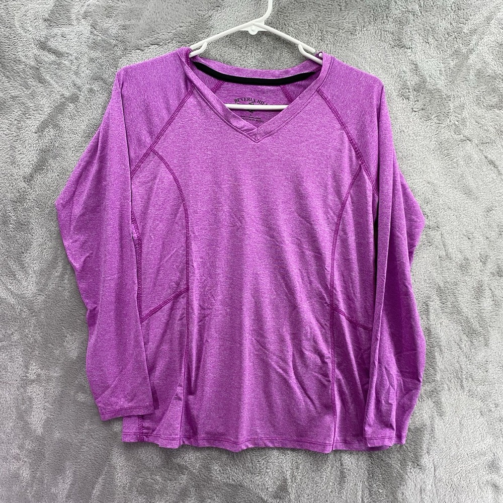 Beverly Hills Polo Club Purple Athletic Top Women's S Long Sleeve V Neck